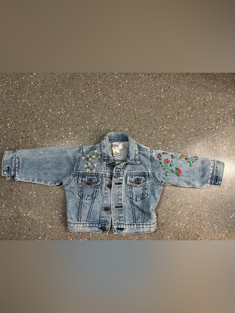 Embroidered Floral Vintage French Toast 12 mo Light Blue Denim Jacket